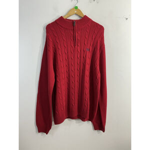 Men’s Chaps Pullover Sweater XL Red 1/4 Zip Mock Neck